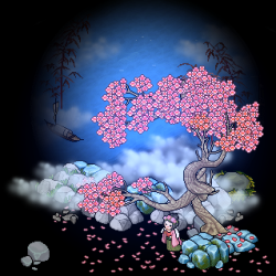 樱花树下的小景